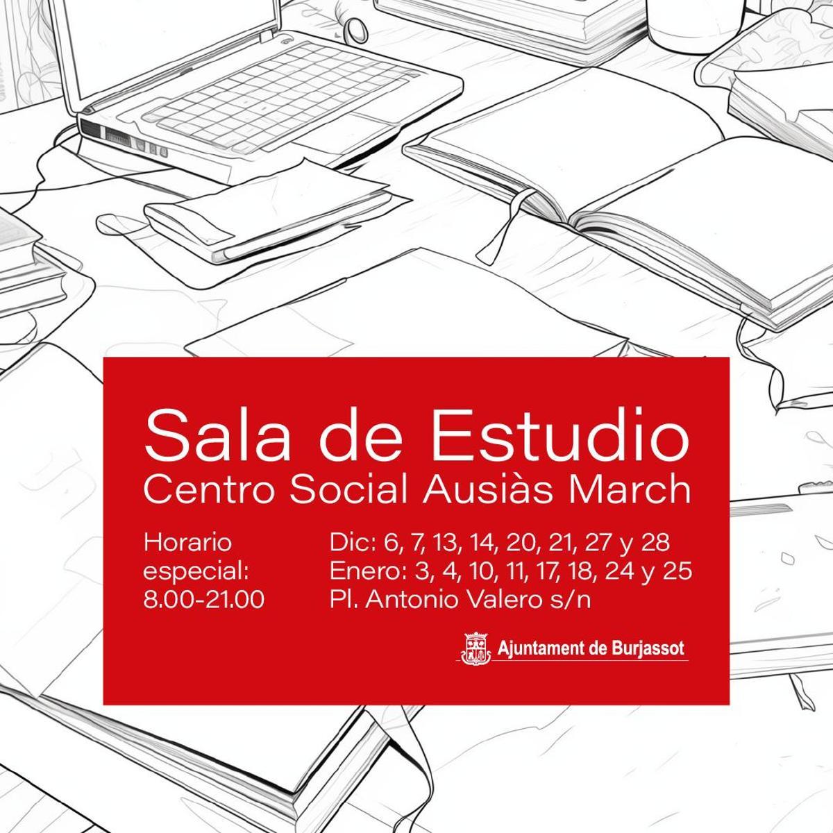 Sala de estudio del Centro Social Ausiàs March.