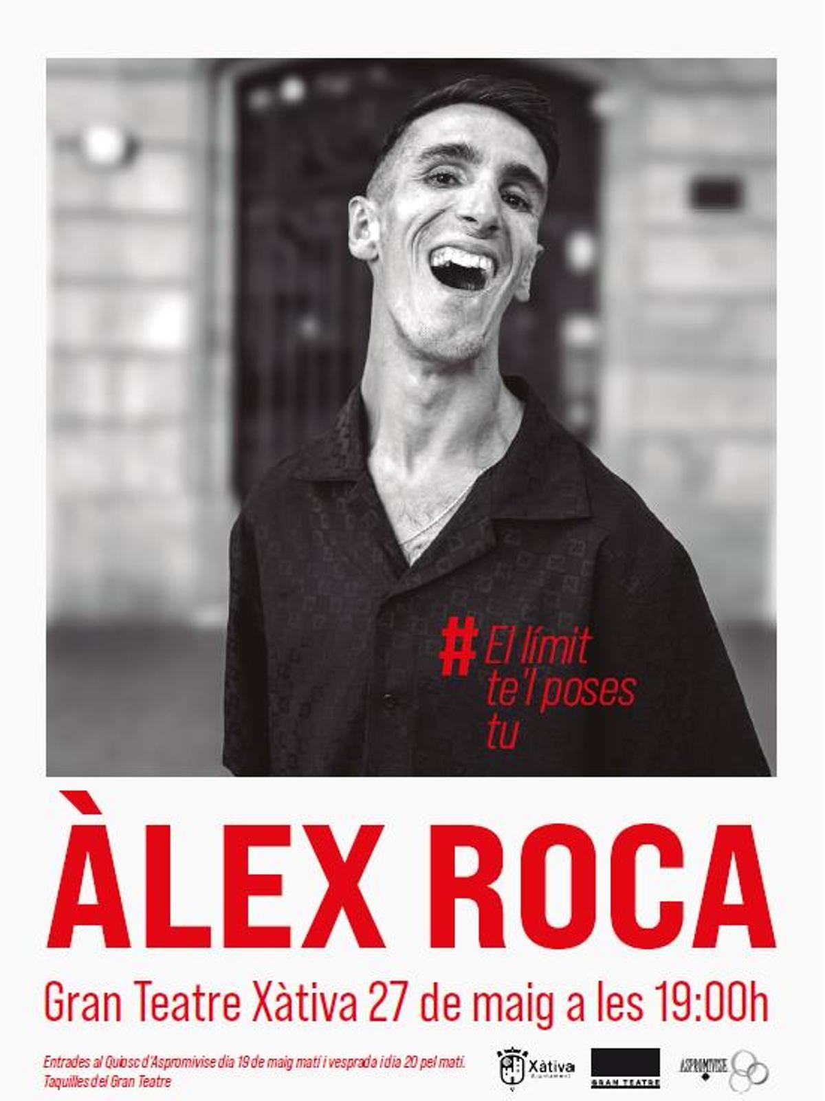Cartel de la conferencia de Àlex Roca en Xàtiva.