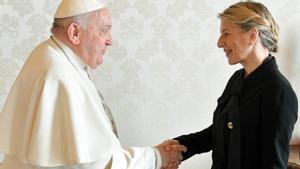 Yolanda Díaz: "El Papa es el mejor embajador del trabajo decente en el mundo"