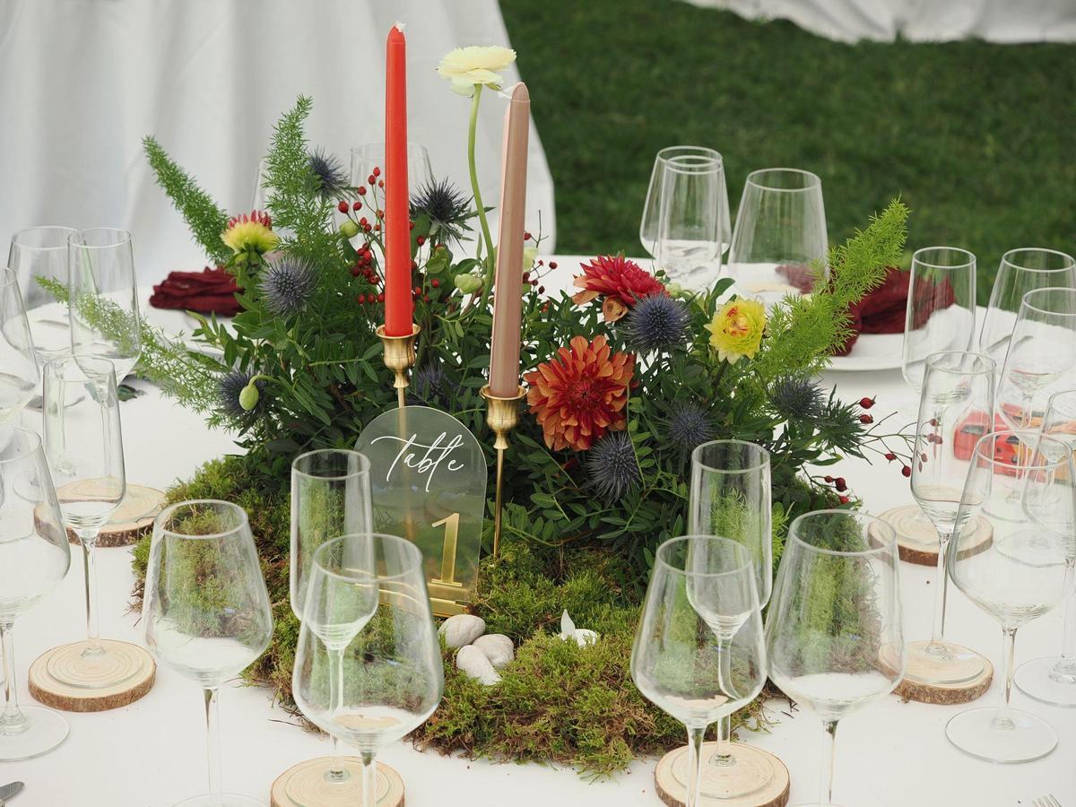 Detalle de la decoración de las mesas.