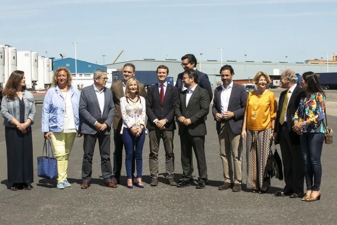 15.04.19. Las Palmas de Gran Canaria. El líder del PP y candidato a presidente del Gobierno, Pablo Casado, visita el centro de formación técnico-profesional del metal de Las Palmas de Gran Canaria, Femepa, acompañado por los dirigentes del partido en Canarias, Asier Antona y Australia Navarro, posteriormente a la visita realiza unas declaraciones en el Muelle Cambullón. Foto Quique Curbelo  | 15/04/2019 | Fotógrafo: Quique Curbelo