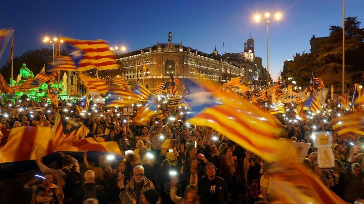 Manifestación a favor del derecho de autodeterminación en Madrid del 16 de marzo de 2019. 