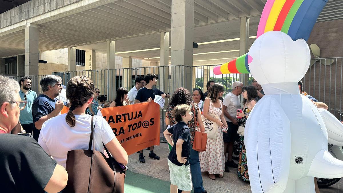 Protesta organizada en el Pabellón de la Navegación
