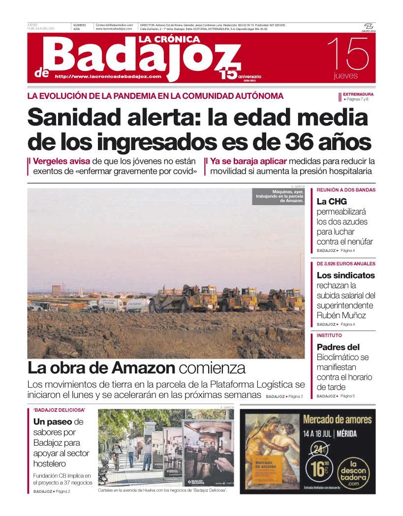 Consulta la portada correspondiente al día 15 de julio del 2021