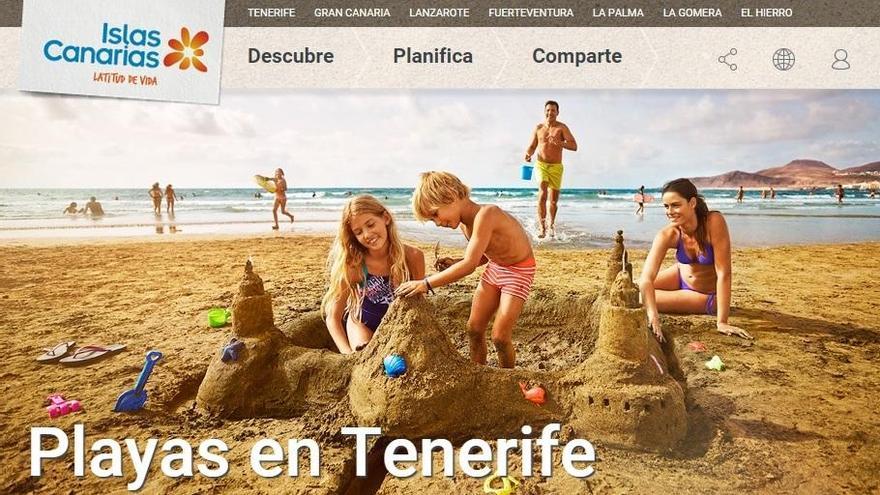 Pantallazo de la sección &#039;Playas en Tenerife&#039; de la web promocional.