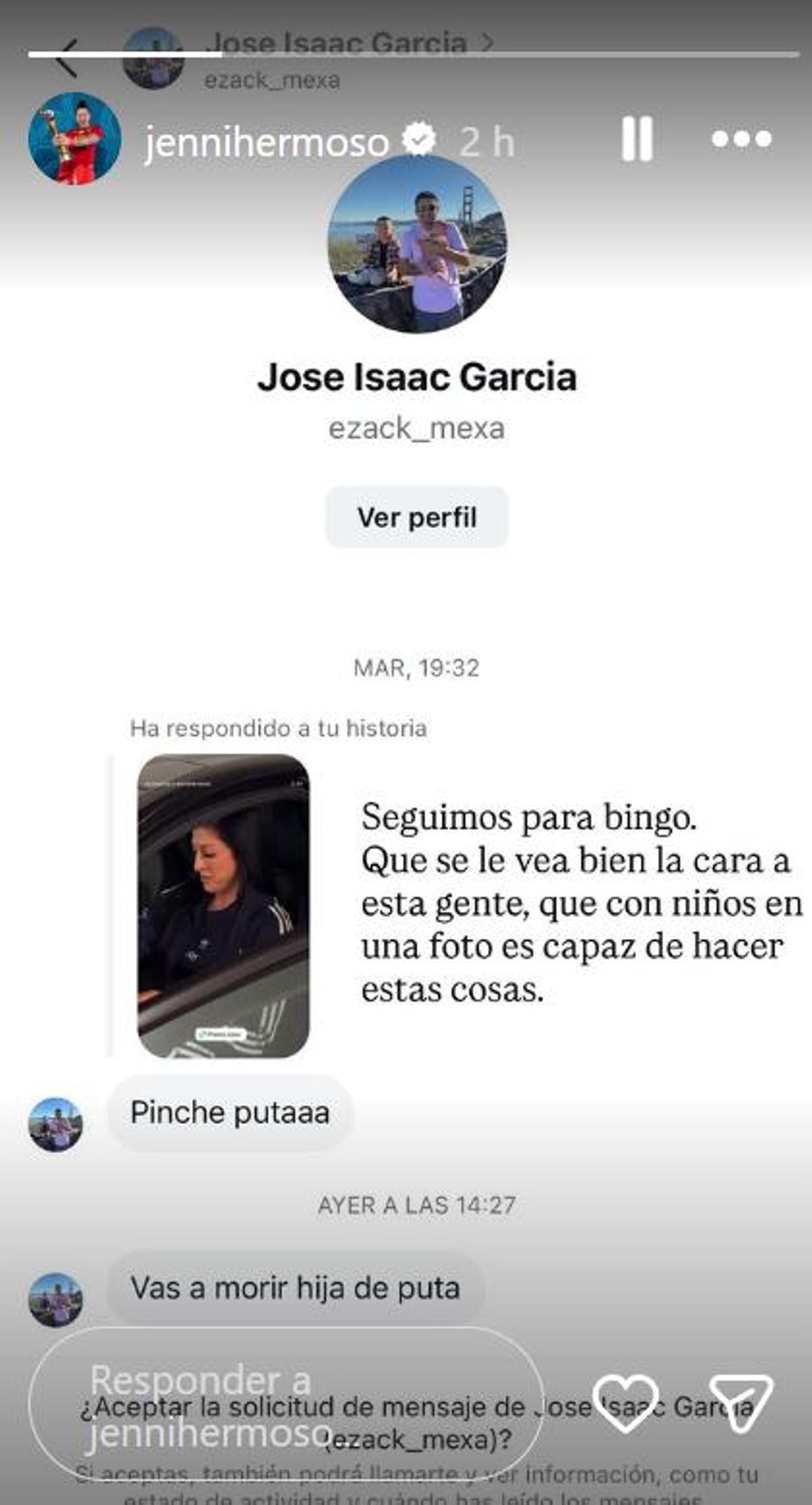 La amenaza de muerte a Jenni Hermoso a través de las Historias de Instagram.