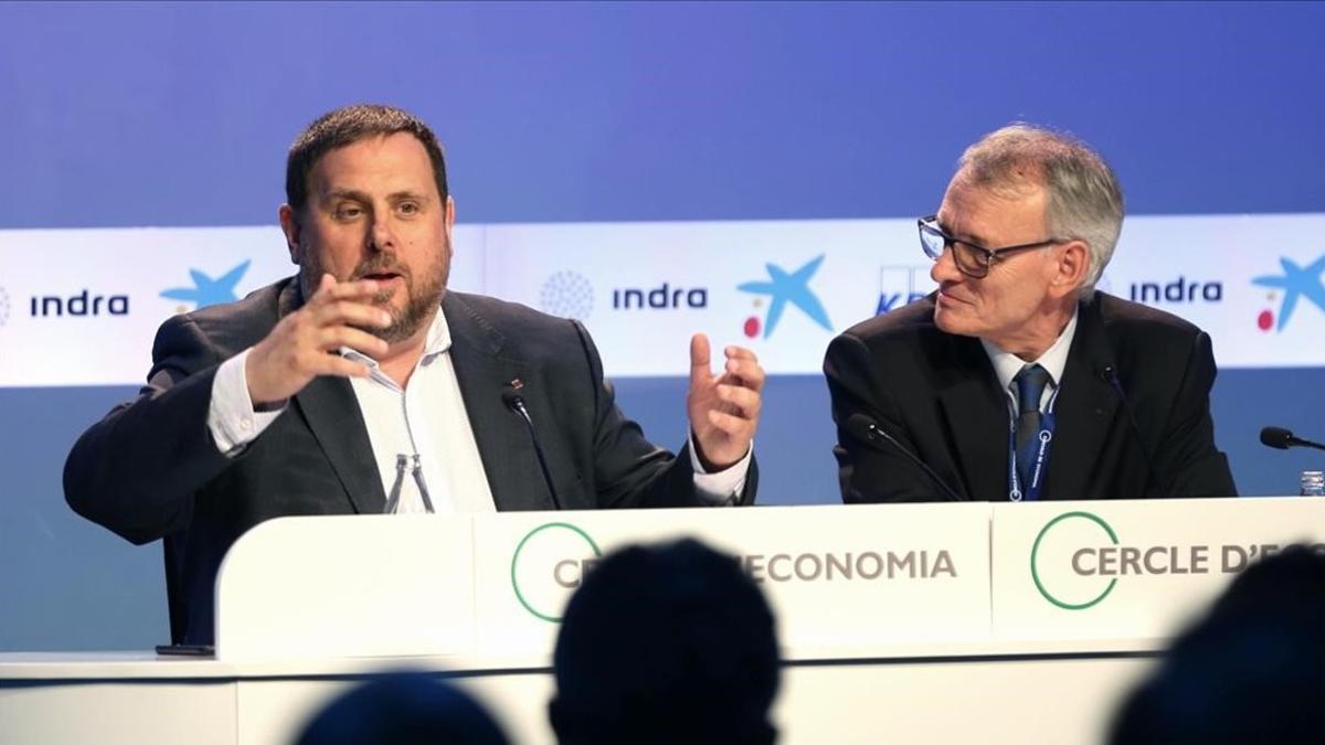 Oriol Junqueras y Antón Costas, en las jornadas del Cercle d'Economia en Sitges.