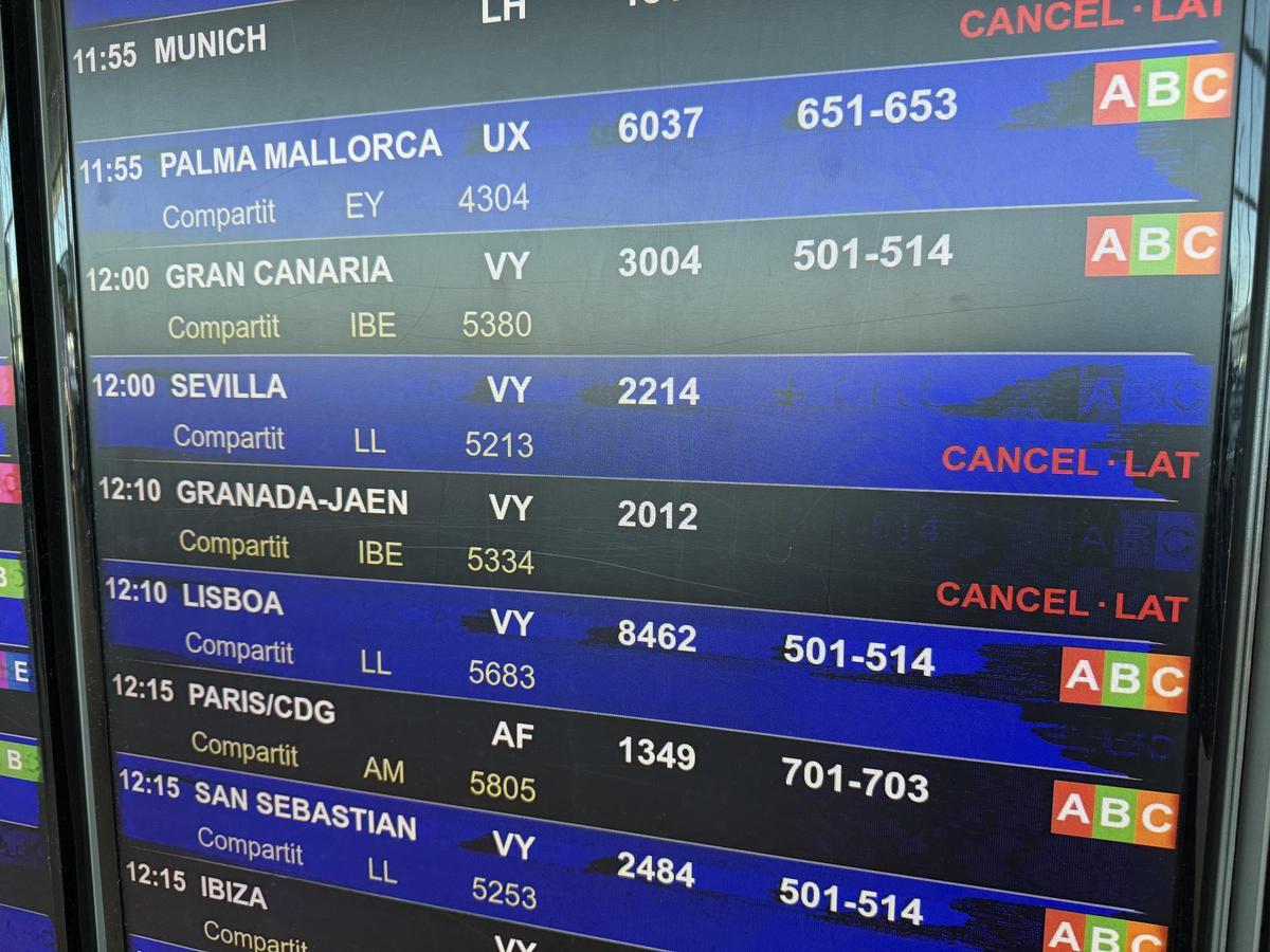 Informació de vols cancel·lats a l’aeroport del Prat