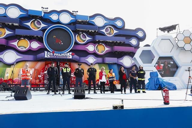 Simulacro de seguridad en el escenario del Carnaval en Santa Catalina