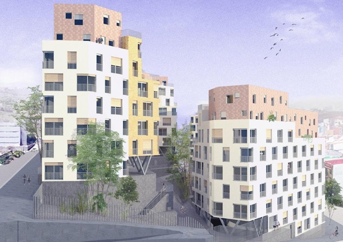 Infografía de las viviendas previstas en Cuevas Blancas.