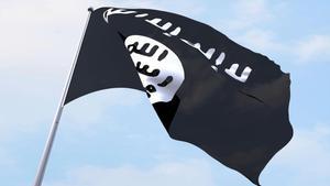 Una bandera del Estado Islámico ondeando.