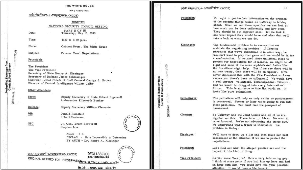 Los documentos desclasificados sobre el Canal de Panamá.