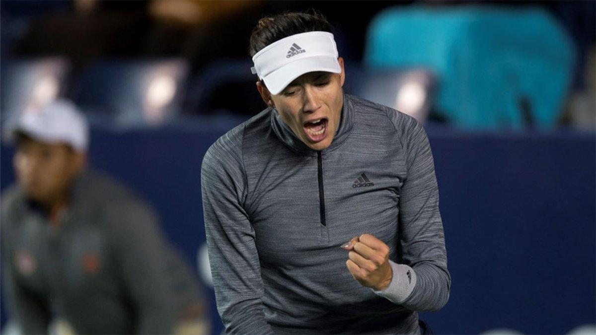 Muguruza celebrando uno de sus puntos