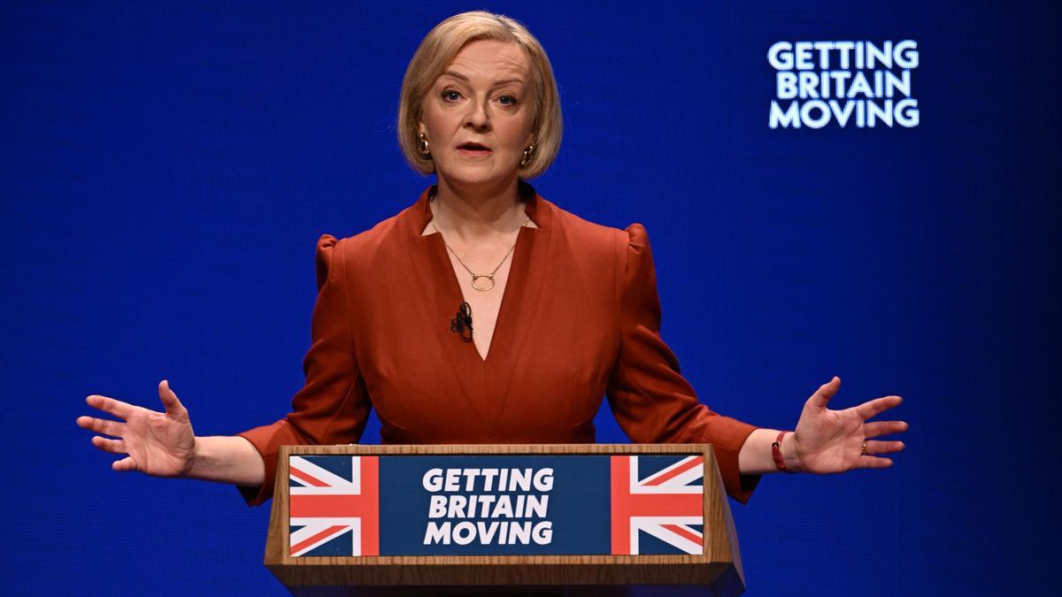 Liz Truss en una conferencia el pasado 5 de octubre.