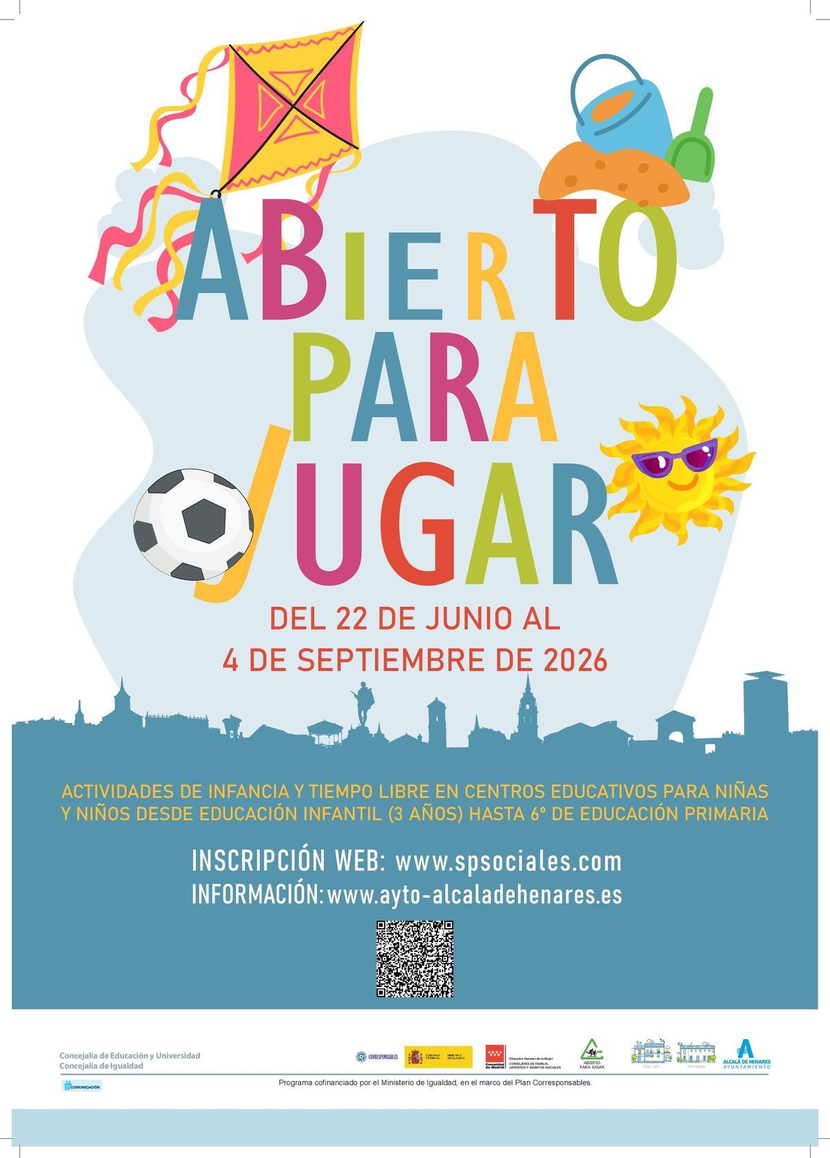 Cartel del programa 'Abierto para jugar en verano'