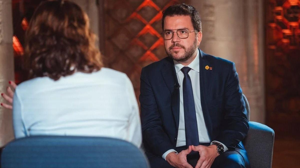 El president de la Generalitat, Pere Aragonès, este lunes en su entrevista con TV3.