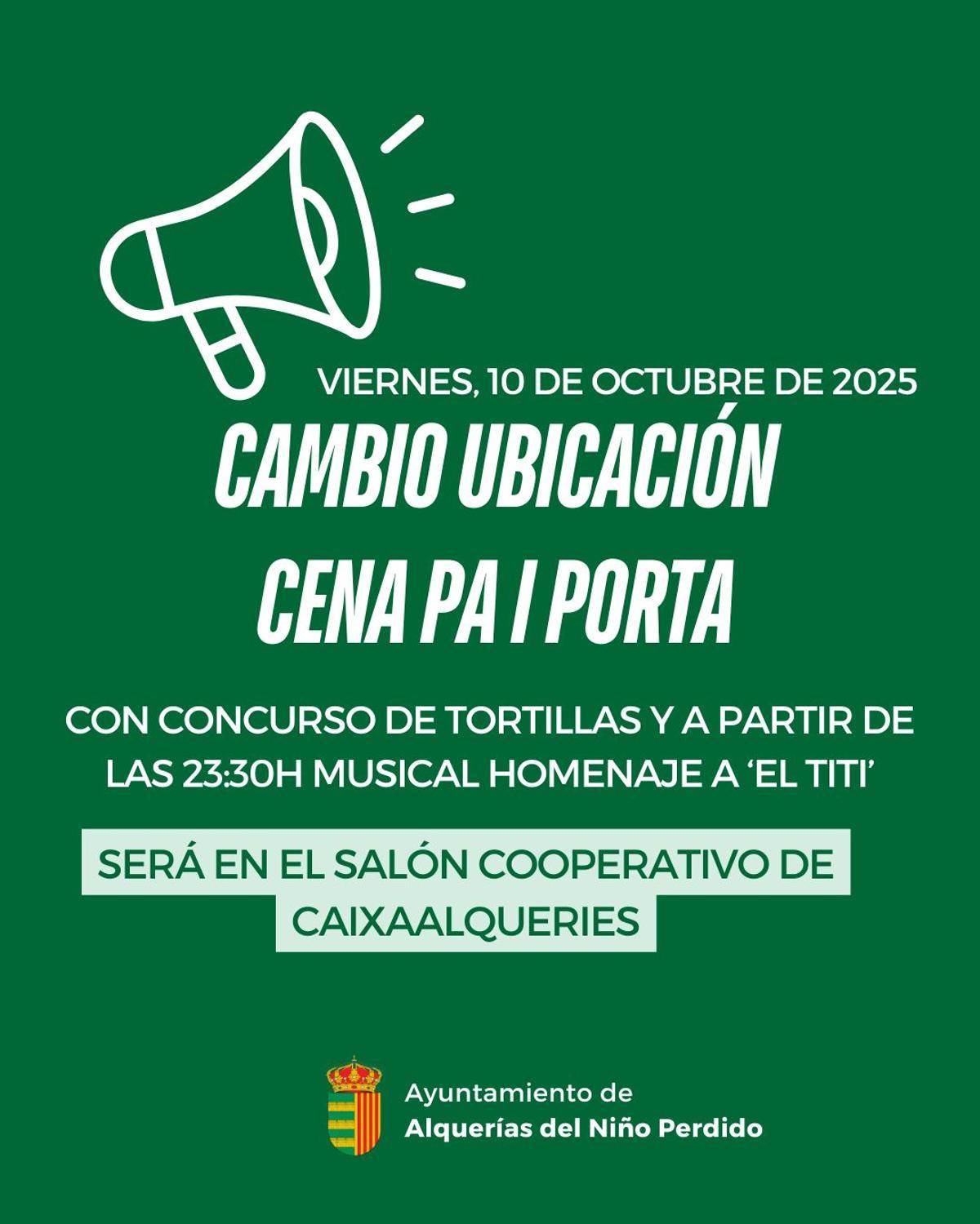 Cambio de ubicación por las lluvias.