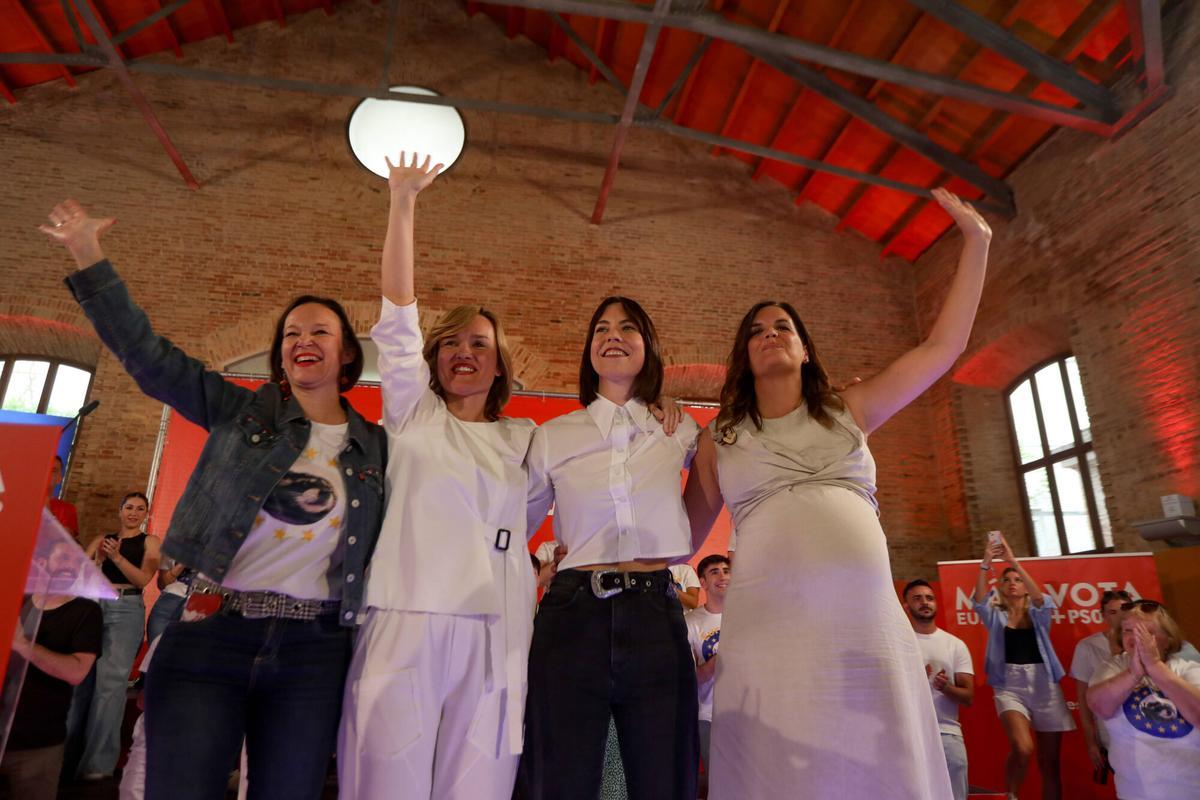 Mitin del PSPV-PSOE con Leire Pajín, Pilar Alegría, Diana Morant y Sandra Gomez.