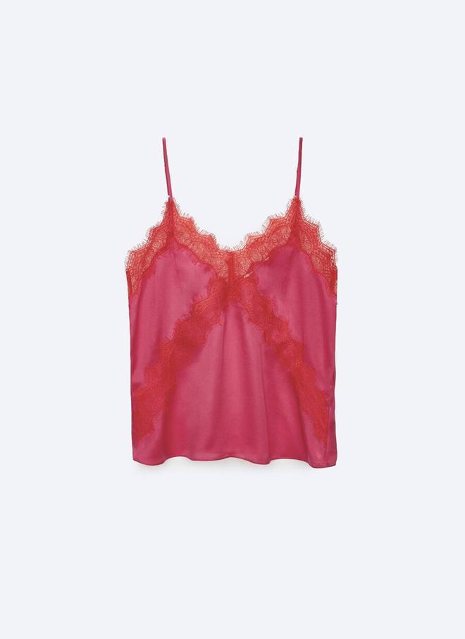 Top lencero en tono rosa de Uterqüe