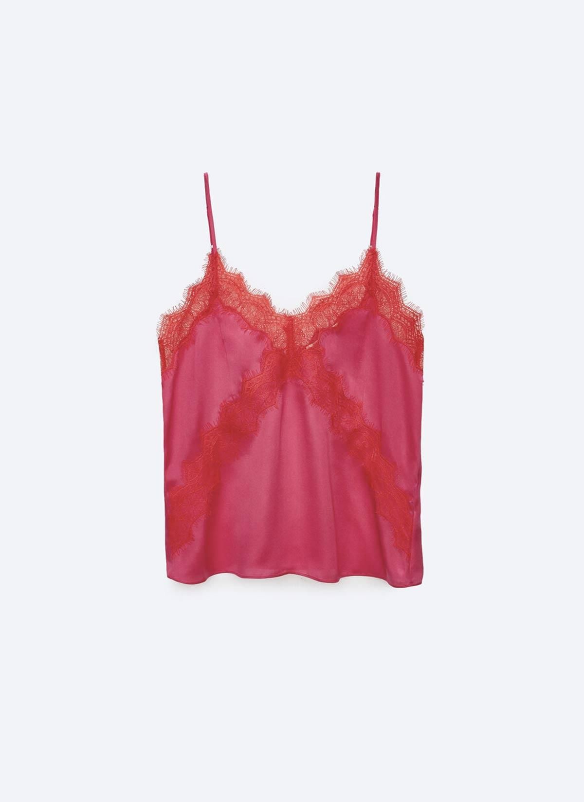 Top lencero en tono rosa de Uterqüe