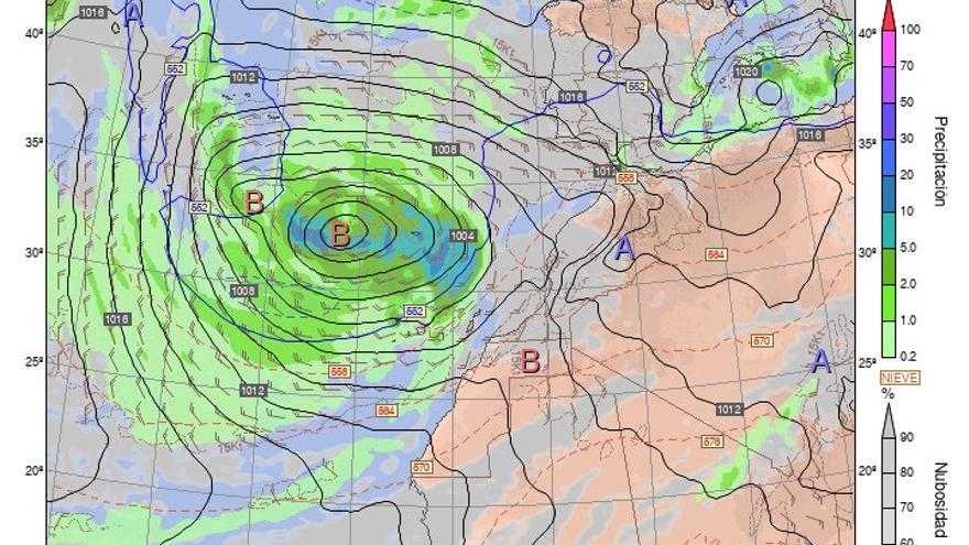 Una borrasca traerá lluvias a Canarias este fin de semana