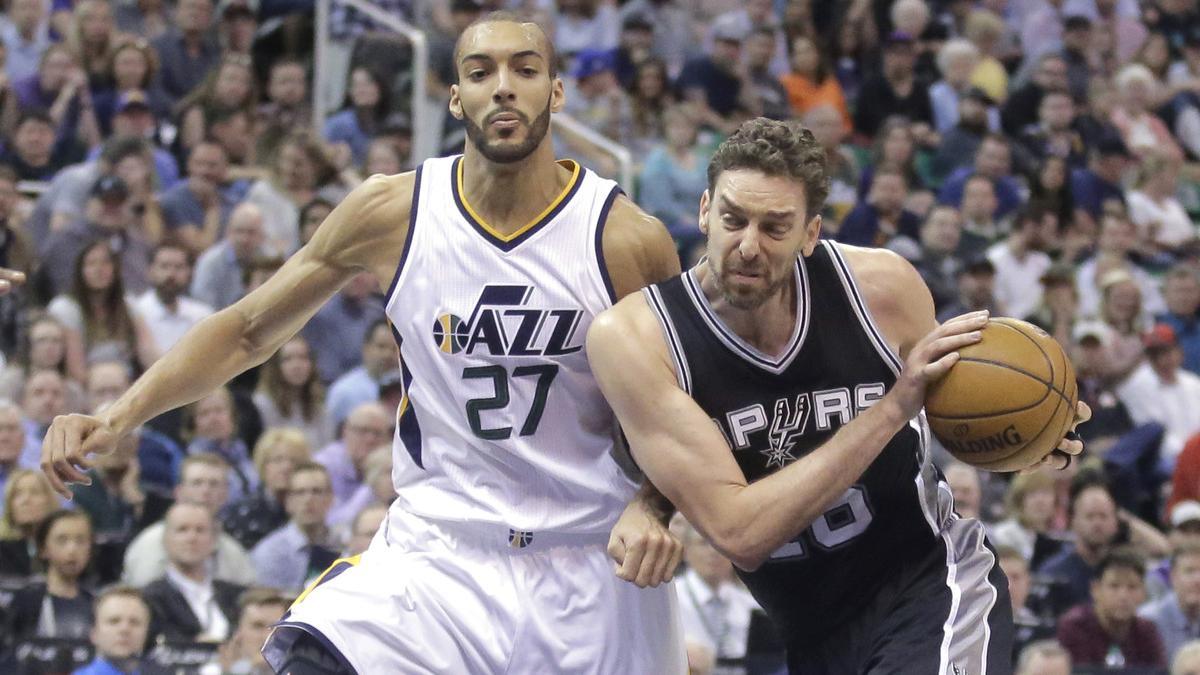 Pau Gasol ante Rudy Gobert, en el partido contra Utah Jazz