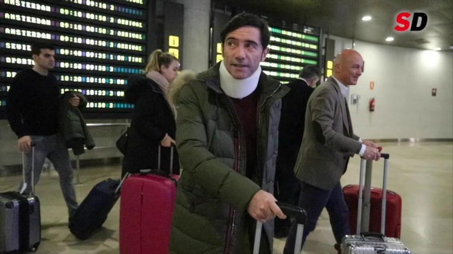 Marcelino llega a Valencia tras el accidente