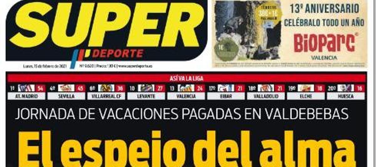 La portada de este lunes 15 de febrero de 2021