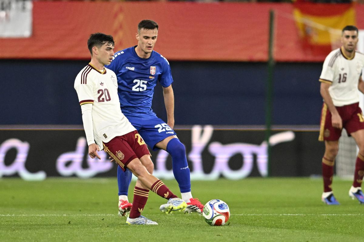 Pedri, en el último partido disputado en La Cerámica de Villarreal