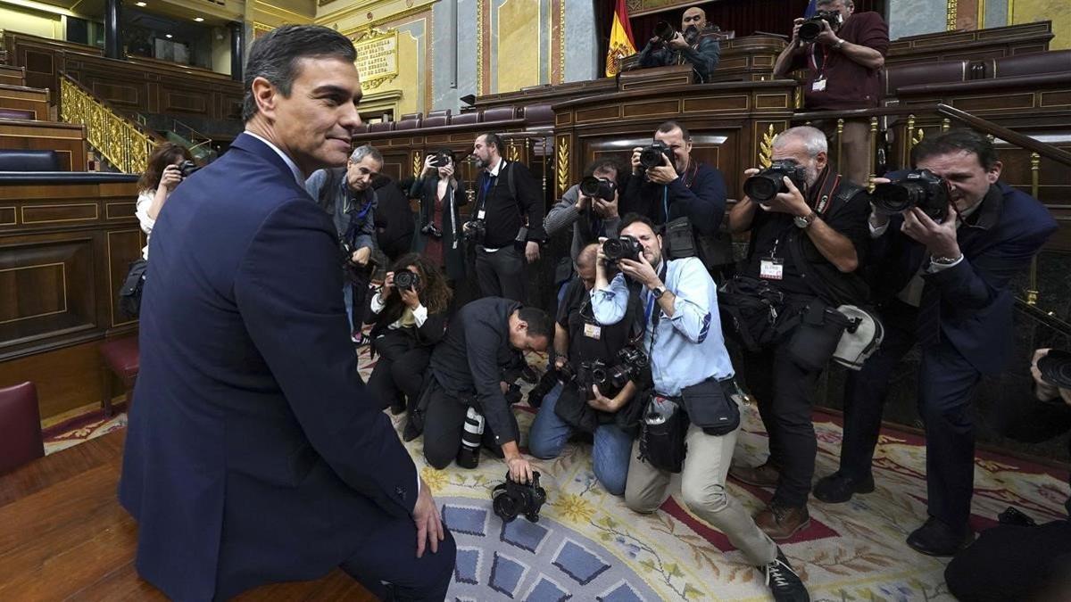 Pedro Sánchez, tras recibir la investidura como presidente del Gobierno.