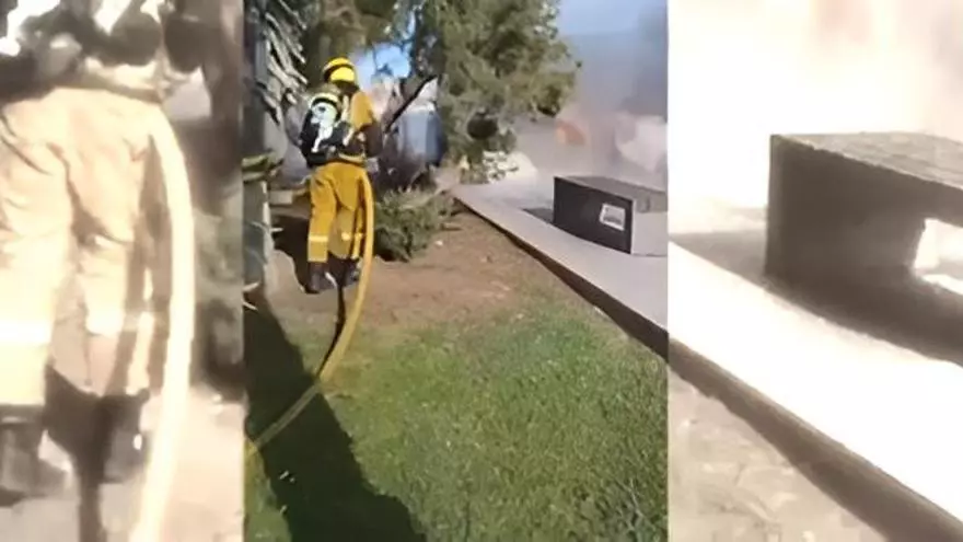 Arde una máquina elevadora empleada para comprobar si hay plaga de picudo en las palmeras municipales de Torrevieja