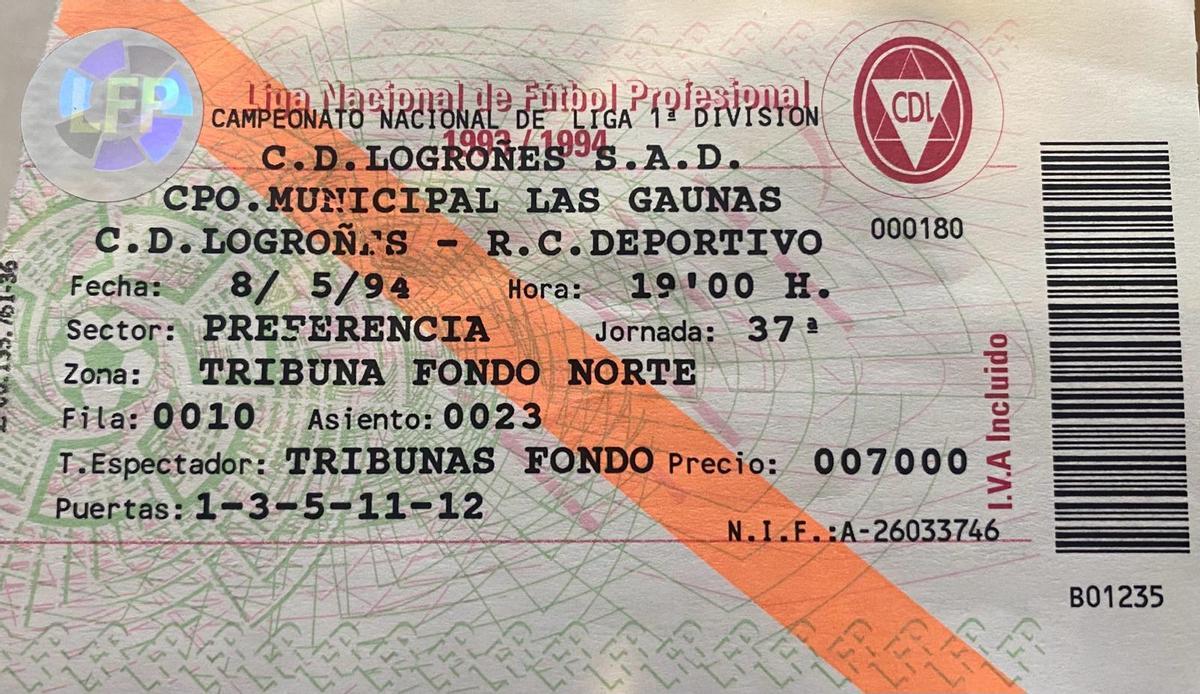 entrada de aquel Logroñés-Deportivo de 1994