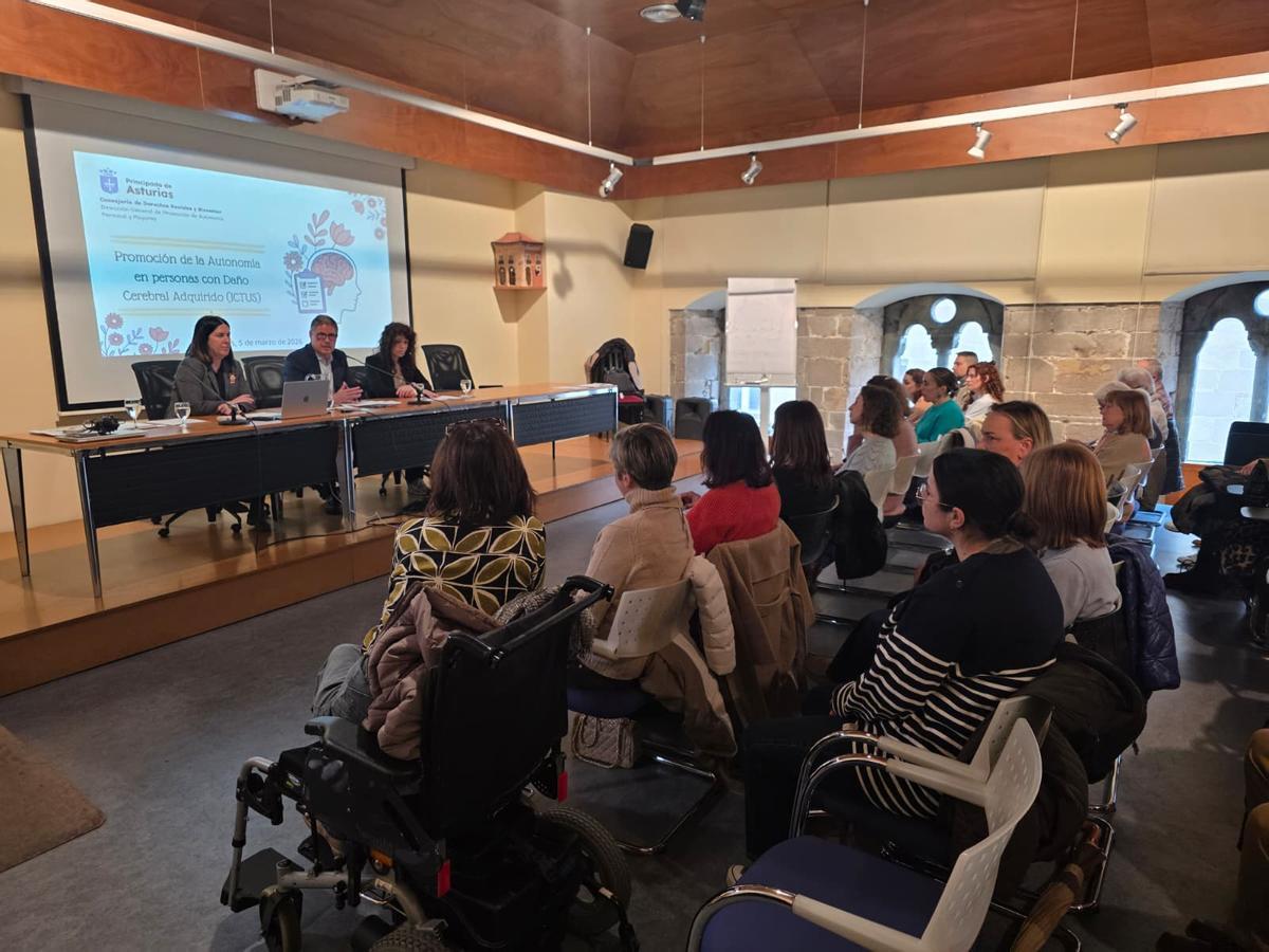 La charla presentada por Covadonga López, jefa de la sección de Recursos y Programas para la Atención a Mayores; Enrique Rodríguez, director general de Promoción de la Autonomía Personal y Mayores; y Paula Rivero, representante de ASICAS.