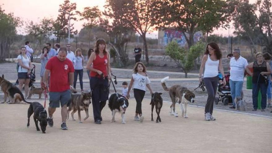 Decenas de perros disfrutaron ayer, por primera vez, del parque canino.