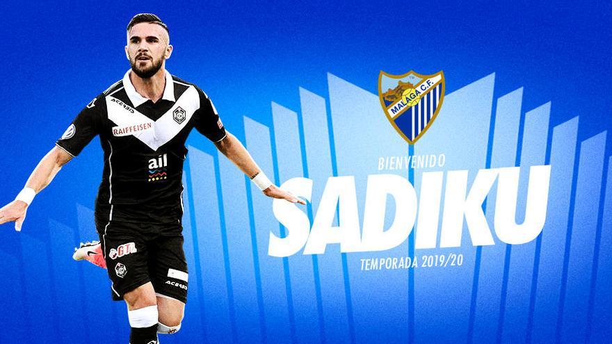 Así anunciaba el Málaga CF la llegada de Sadiku.