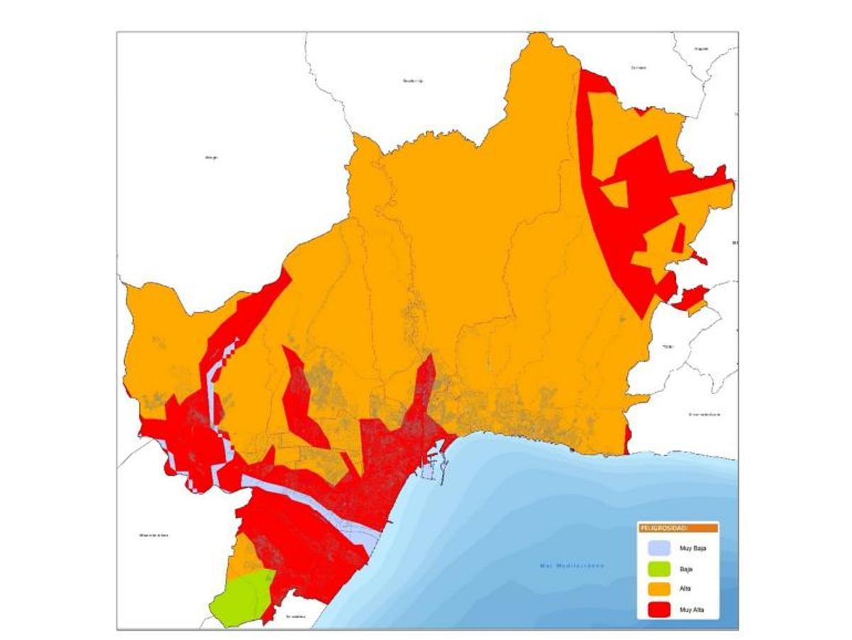 Mapa de peligrosidad sísmica en el término municipal de Málaga