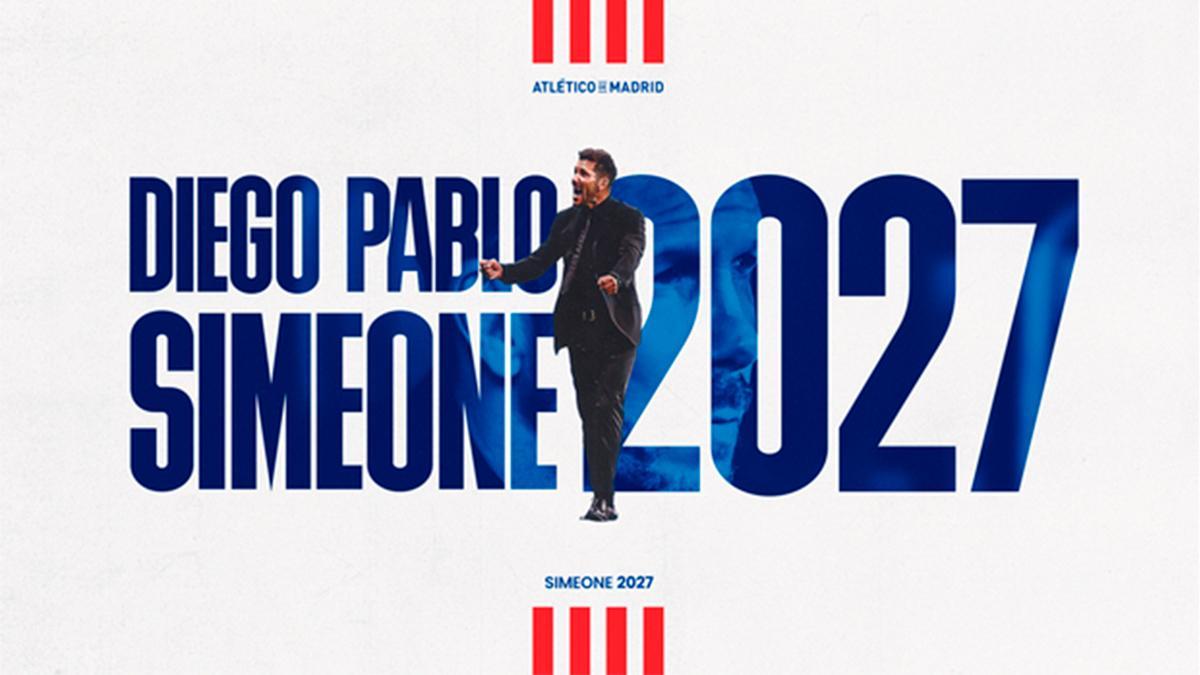 Simeone renueva con el Atlético de Madrid hasta 2027