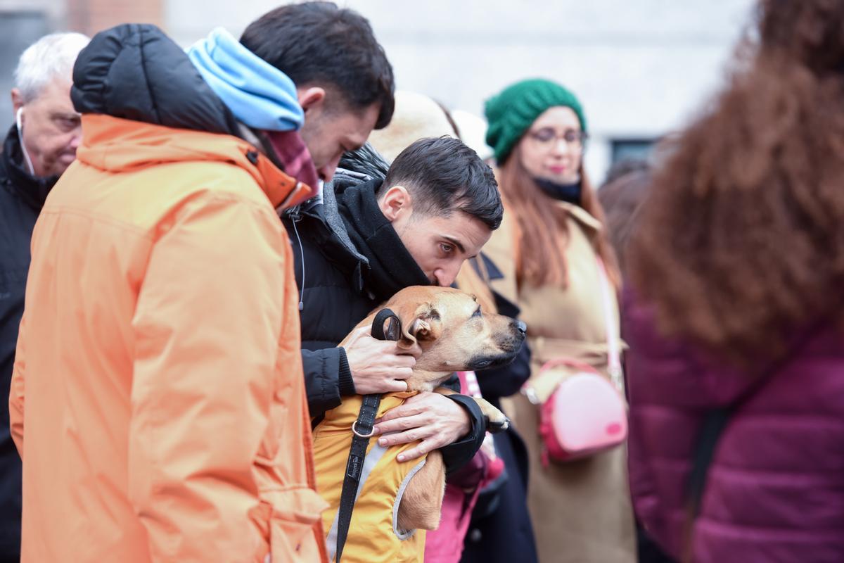 Concentración de protesta para pedir al PSOE y a Unidas Podemos que incluyan a los perros de caza, guarda y actividades específicas en el proyecto de ley de protección animal