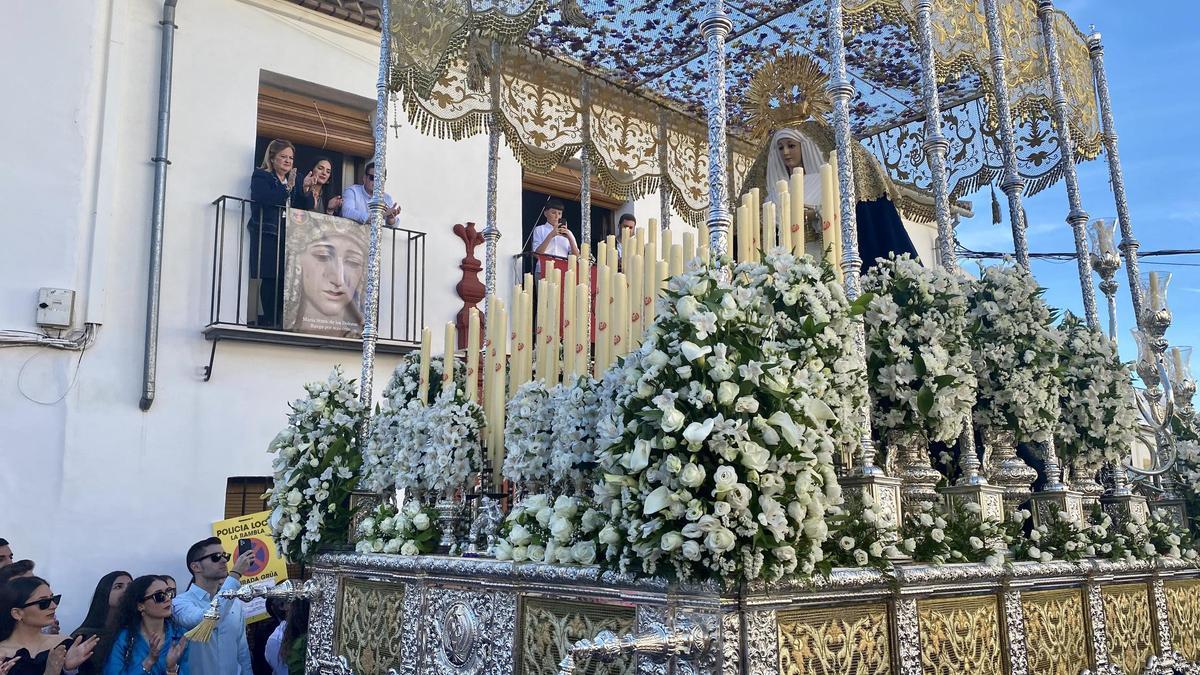 La Virgen del Rosario en su salida procesional del Domingo de Ramos de 2023 en La Rambla.
