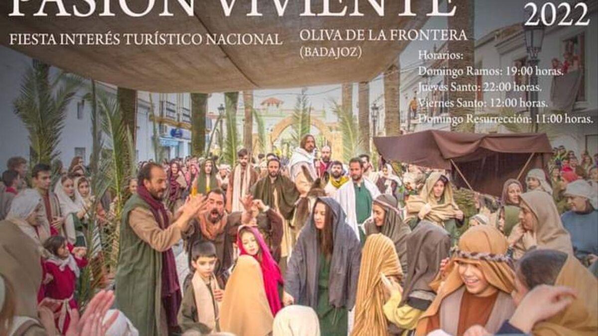 Cartel anunciador de la próxima edición de la Pasión Viviente de Oliva de la Frontera.