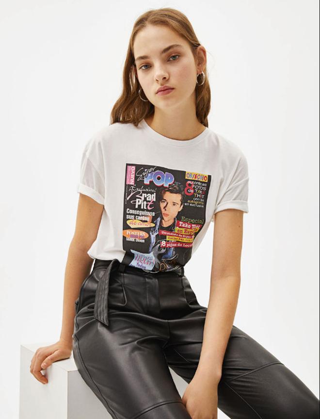 Camiseta con portada de revista de Bershka