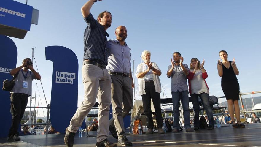 Pablo Iglesias en un mitin de En Marea en Vigo durante la campaña electoral gallega. // Ricardo Grobas