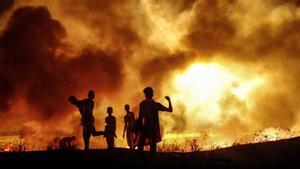 Palestinian night protest along the border between the Gaza Strip and Israel