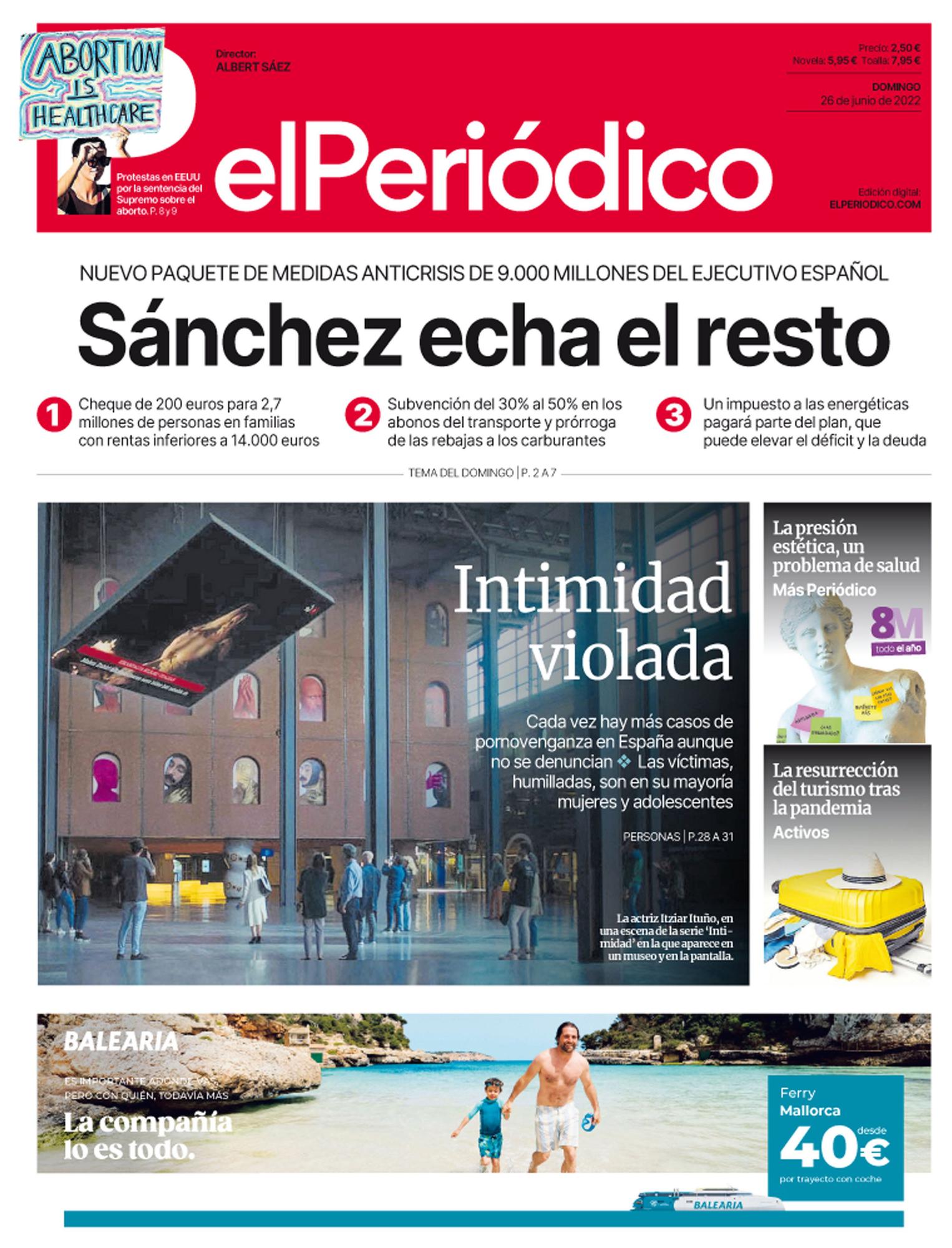 La portada de EL PERIÓDICO del 26 de junio de 2022