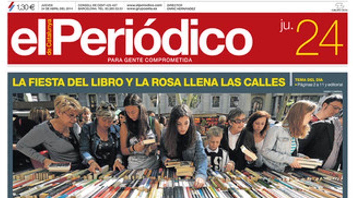 La portada de EL PERIÓDICO (24-4-2014).