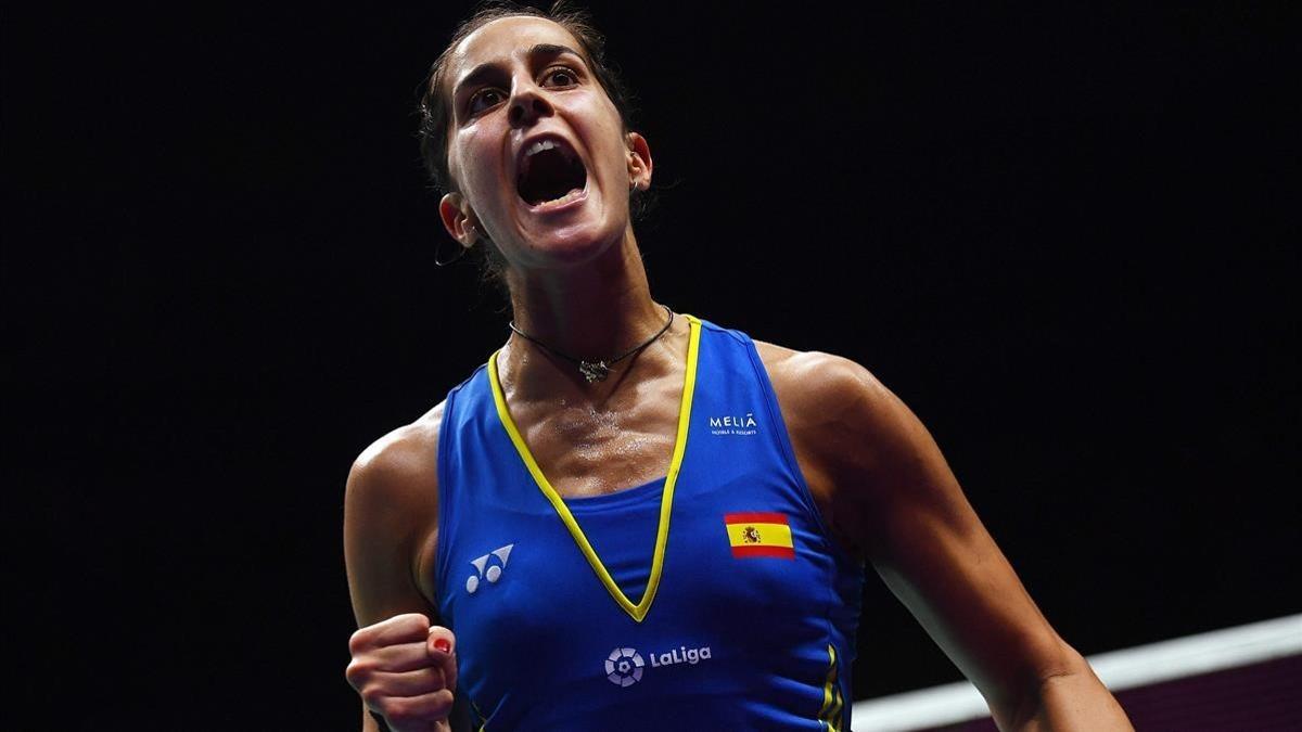 rpaniagua44539689 carolina marin of spain reacts as she defeats he bingjiao of180804174634