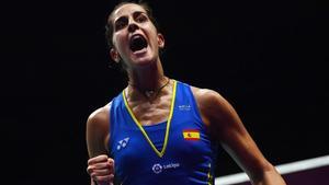 rpaniagua44539689 carolina marin of spain reacts as she defeats he bingjiao of180804174634