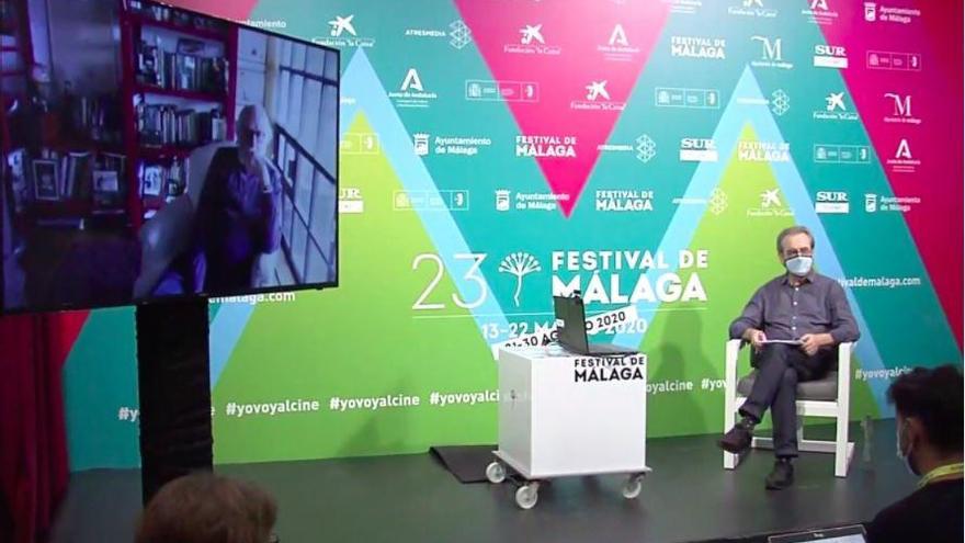 Arturo Ripstein y Juan Antonio Vigar, durante el encuentro virtual.