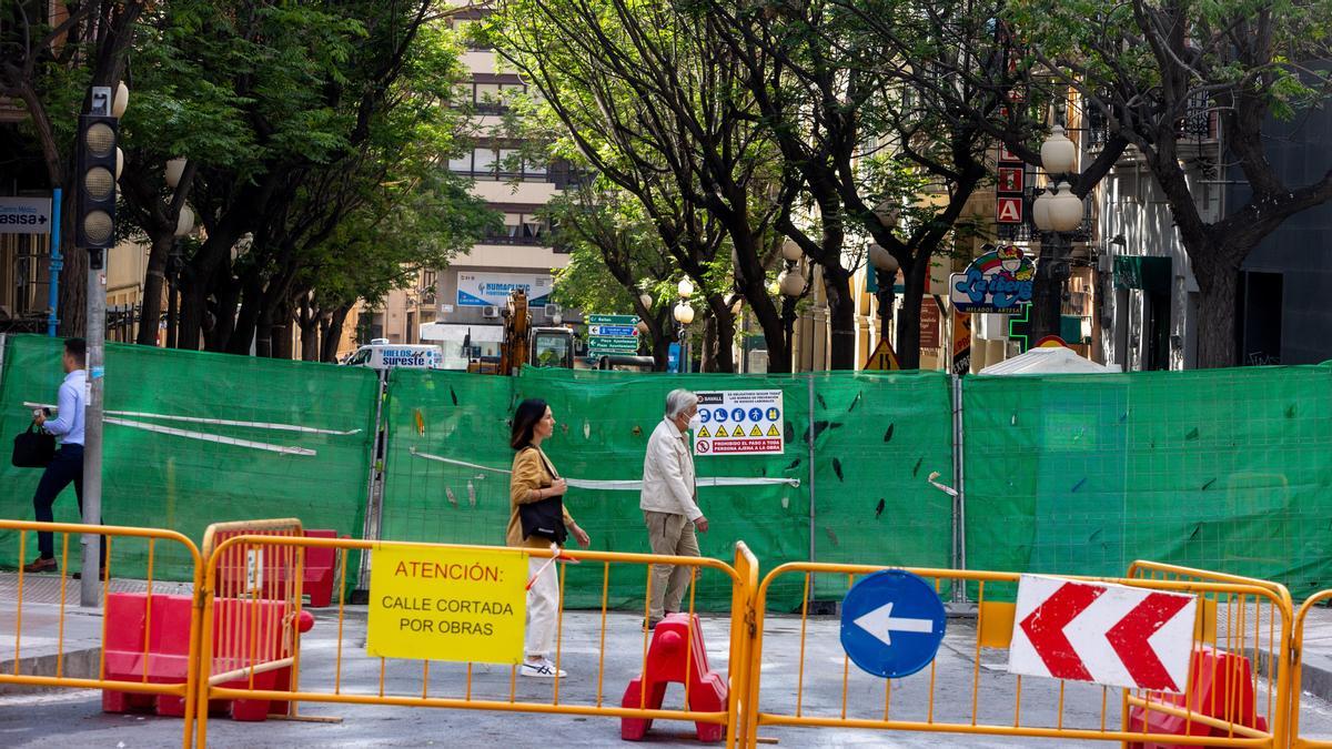 Un detalle de las melias, en un momento de las obras que se están realizando en la avenida de la Constitución