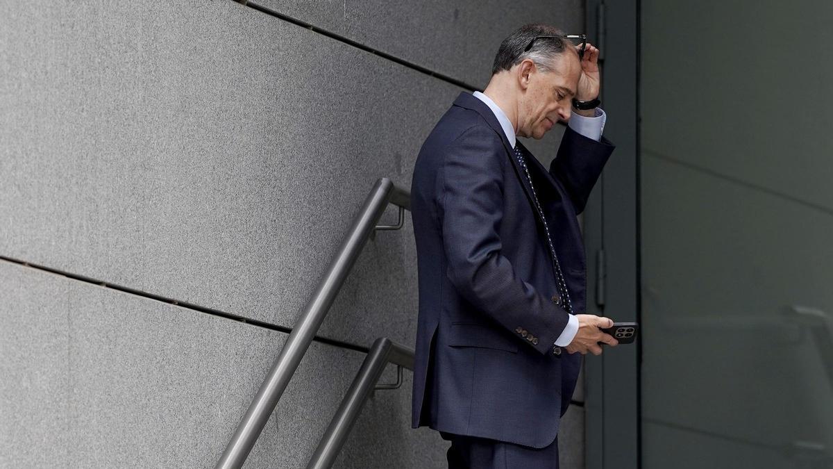 El inspector jefe Manuel Morocho, a la salida de la Audiencia Nacional.
